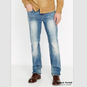 BUFFALO DAVID BITTON Men's Relaxed Straight Driven Sz 42x30 Sandblasted Blue NWT